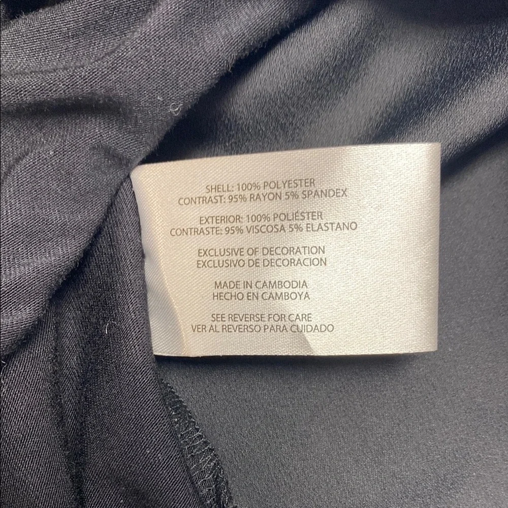 Banana Republic Blouse V-Neck Cap Sleeve Mixed Media Minimalist Black Size Large - Picture 11 of 13